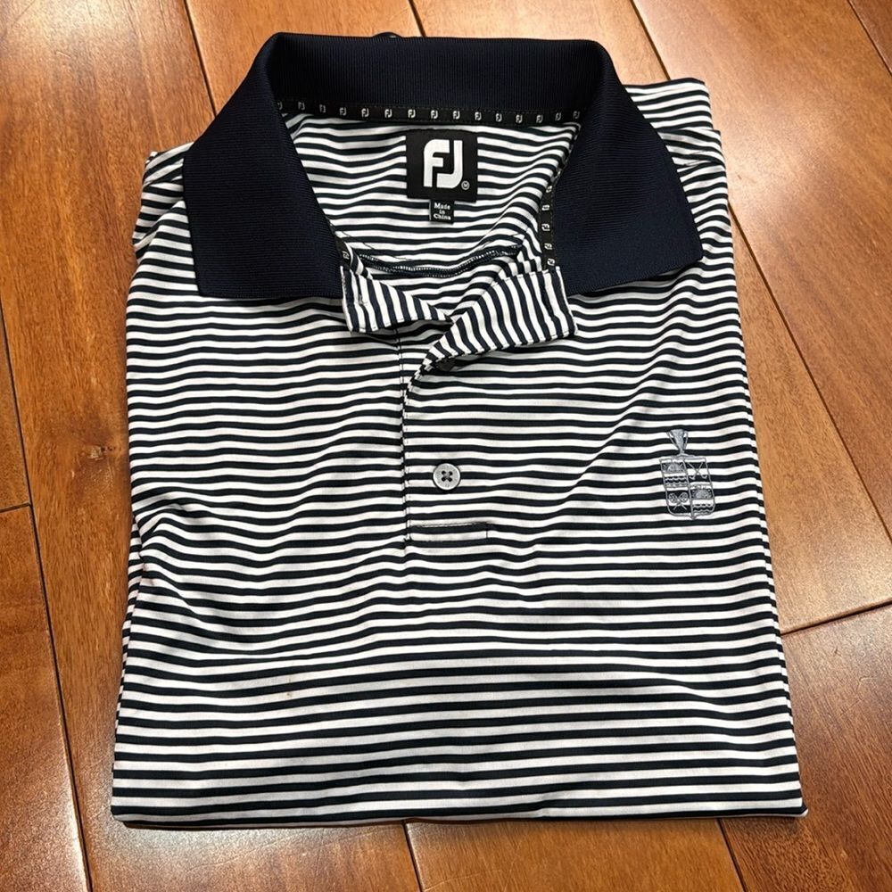 FootJoy‎ FJ Men’s Golf Stretch Striped embroidered Logo Polo Shirt Size L